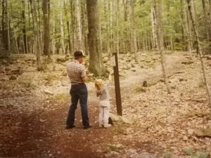 Dad and kids on nature walk