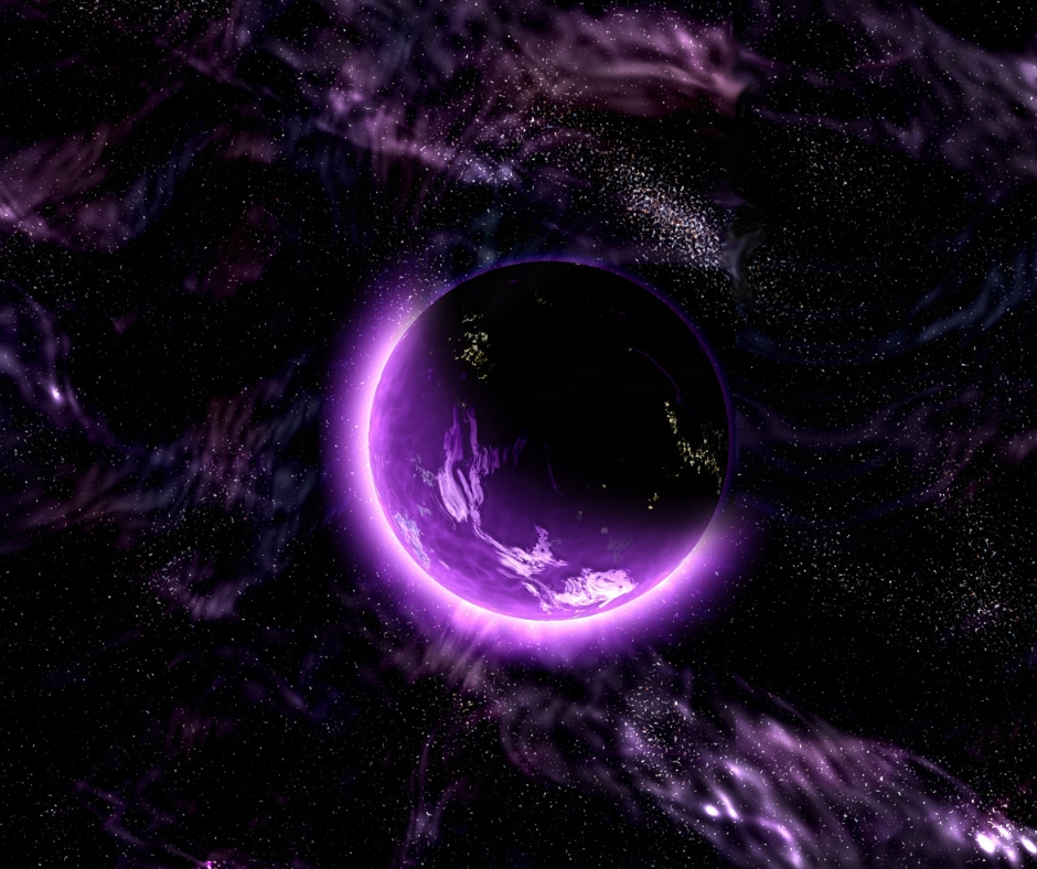 image of planet and gas clouds